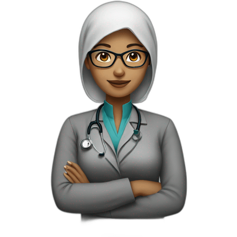 women muslim with black glasses and she is a doctor emoji