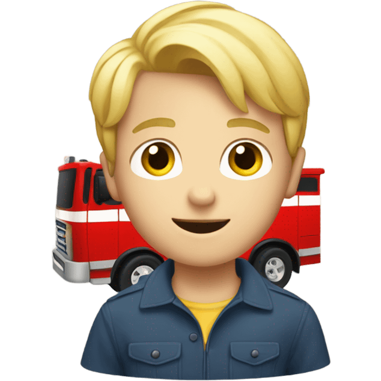 Blonde boy holding a firetruck emoji