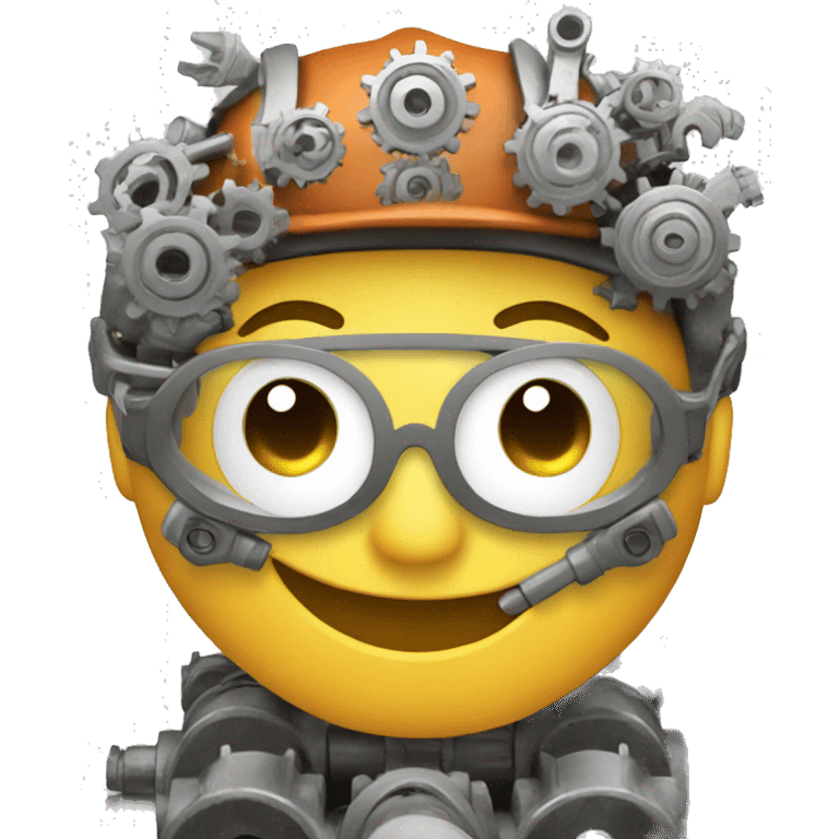 Happy face with an engineering gear emoji