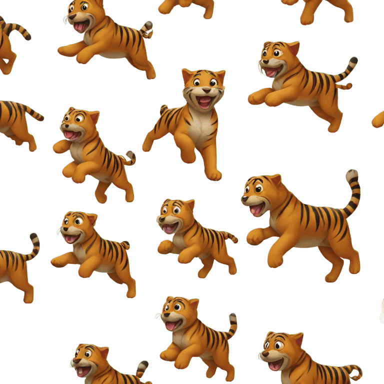 A Tiger runs from a puppy dog. emoji