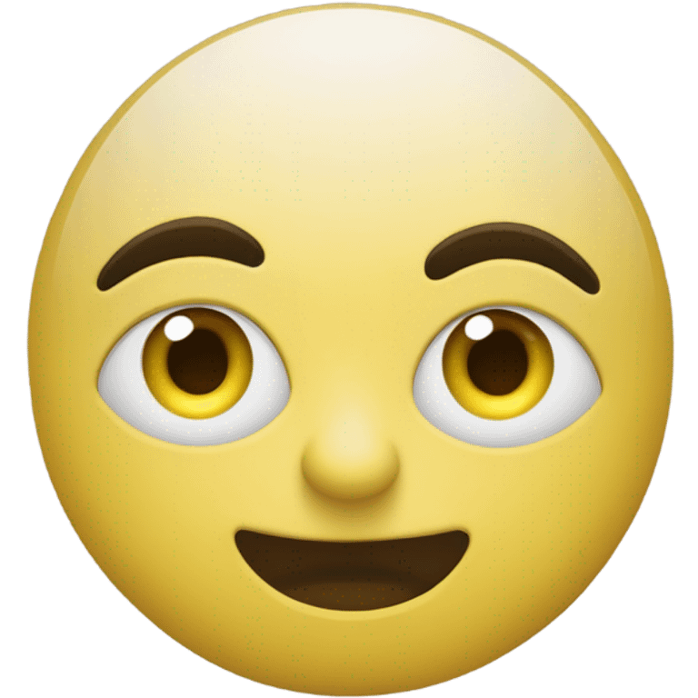 Yellow round face, one wide eye looking left, other partially closed, small tilted mouth showing skepticism. emoji