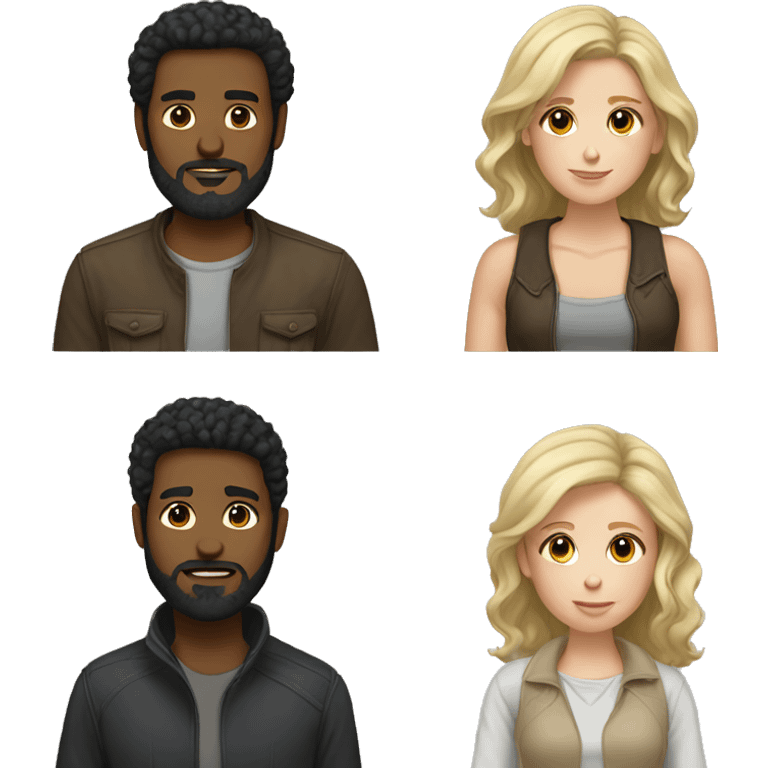 White couple with brown hair girl with man black hair beard emoji