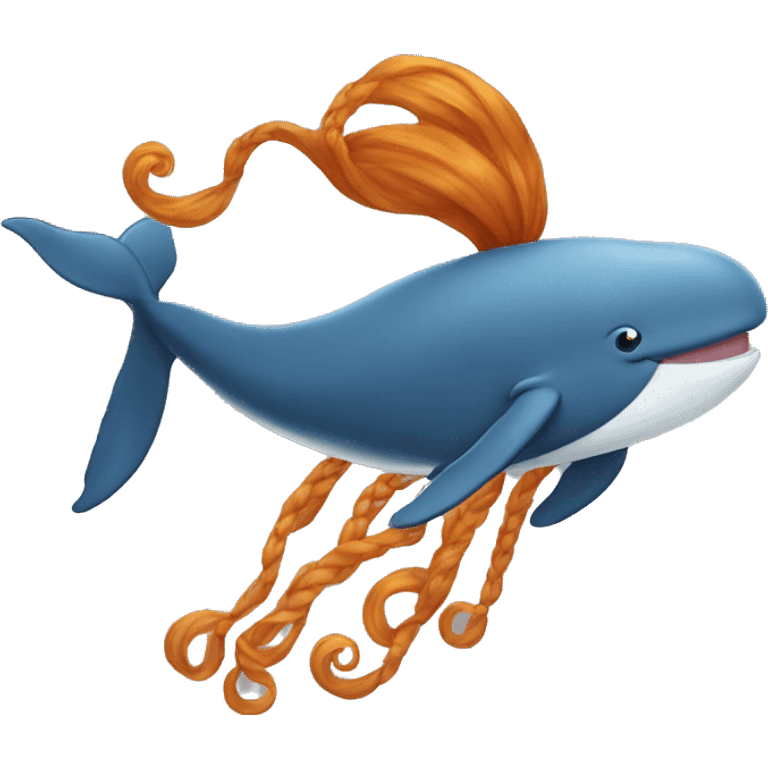 whale with long ginger hair on its head  emoji