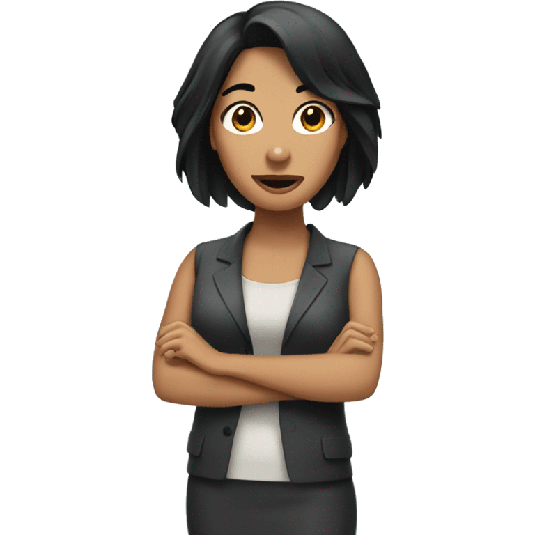 Woman with black hair shrugging emoji