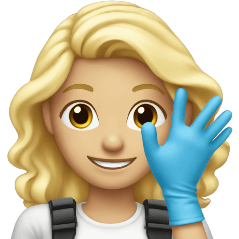 smiling blonde with gloves emoji