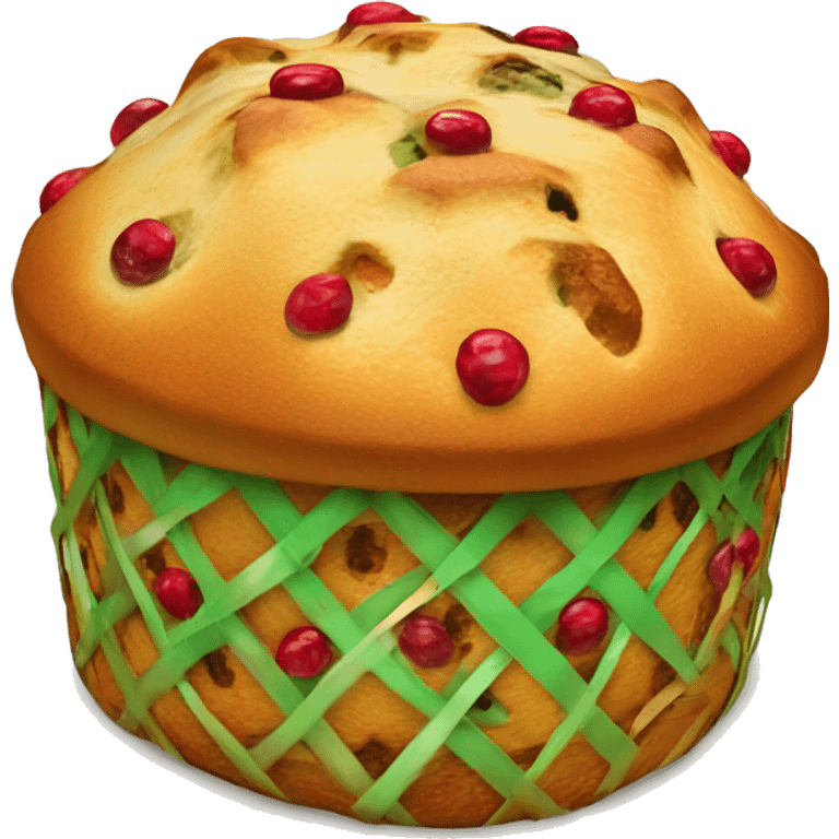 un panettone, tradicionalmente decorado con frutas confitadas verdes y rojas y pasas. emoji