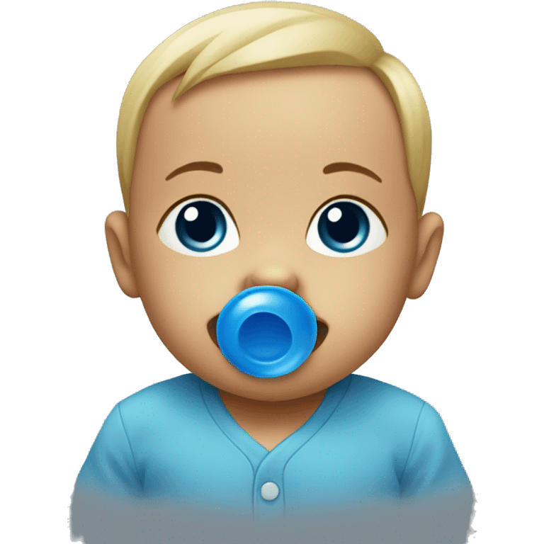 Baby boy with a blue pacifier emoji