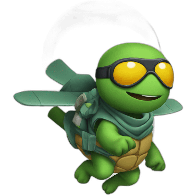 Tortue Ninja sur un avion emoji