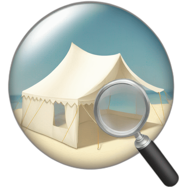 White wedding tent with magnifying glass emoji