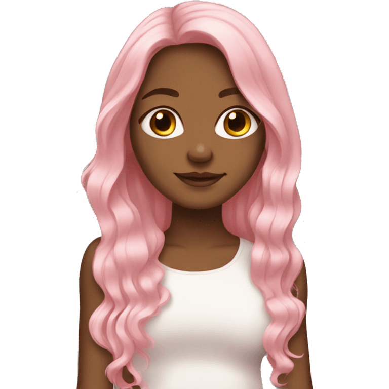 Light Pink long hair brownskin girl emoji