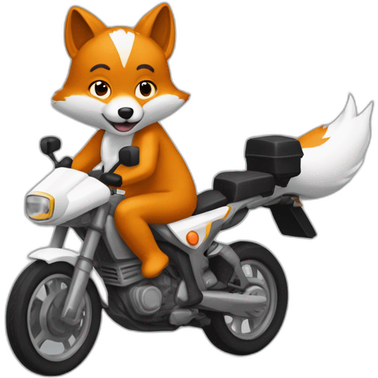 Un renard qui conduitune moto emoji