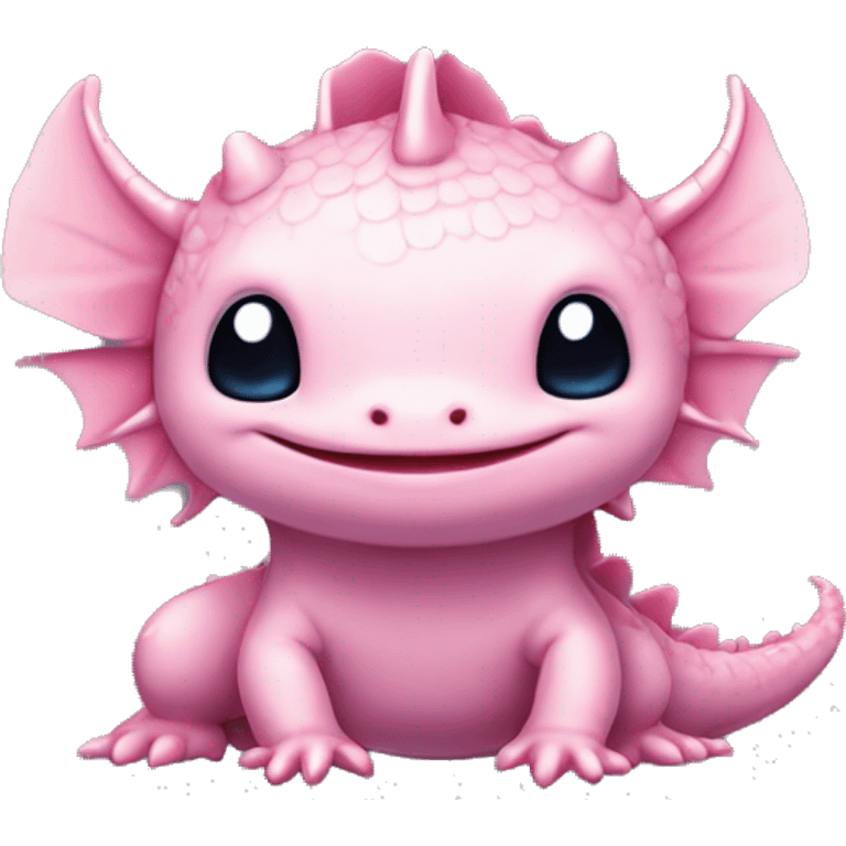 high detailed, high resolution, pink, cute, axolotl, stitch, chibi, sanrio, pokemon, like chinese dragon emoji