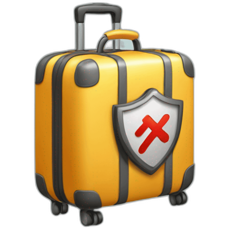 travel luggage with shield with a tick mark emoji