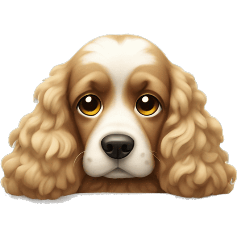 Cocker fluffy dog in cozy settings emoji