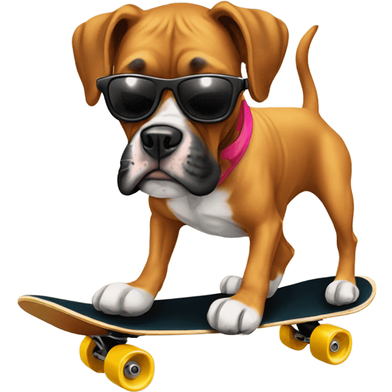 Cool Boxer dog on a skateboard with sun glasses on emoji