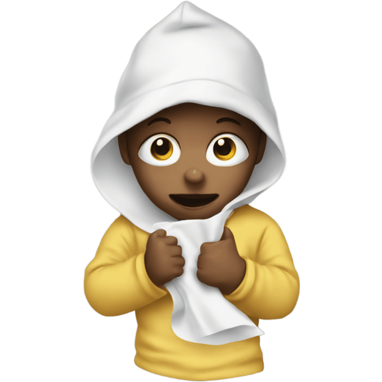 Baby throwing up signs with a mask  emoji