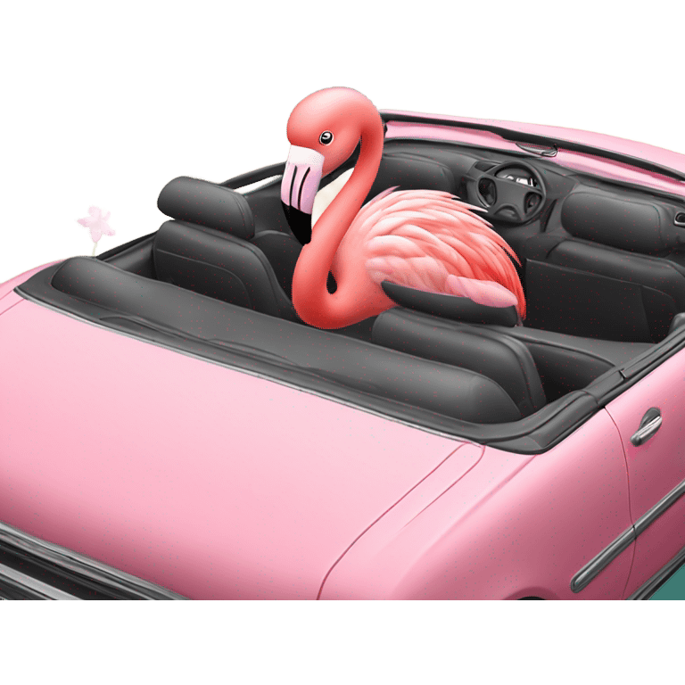 Flamingo in a convertible emoji