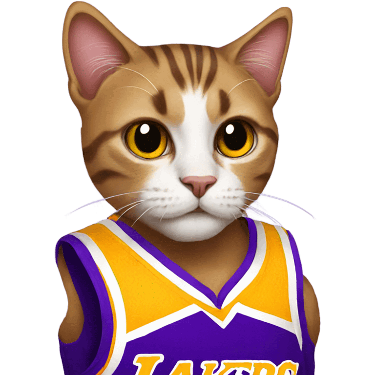 Cat wearing lakers jersey emoji