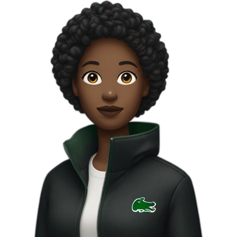 black girl with lacoste black jacket emoji