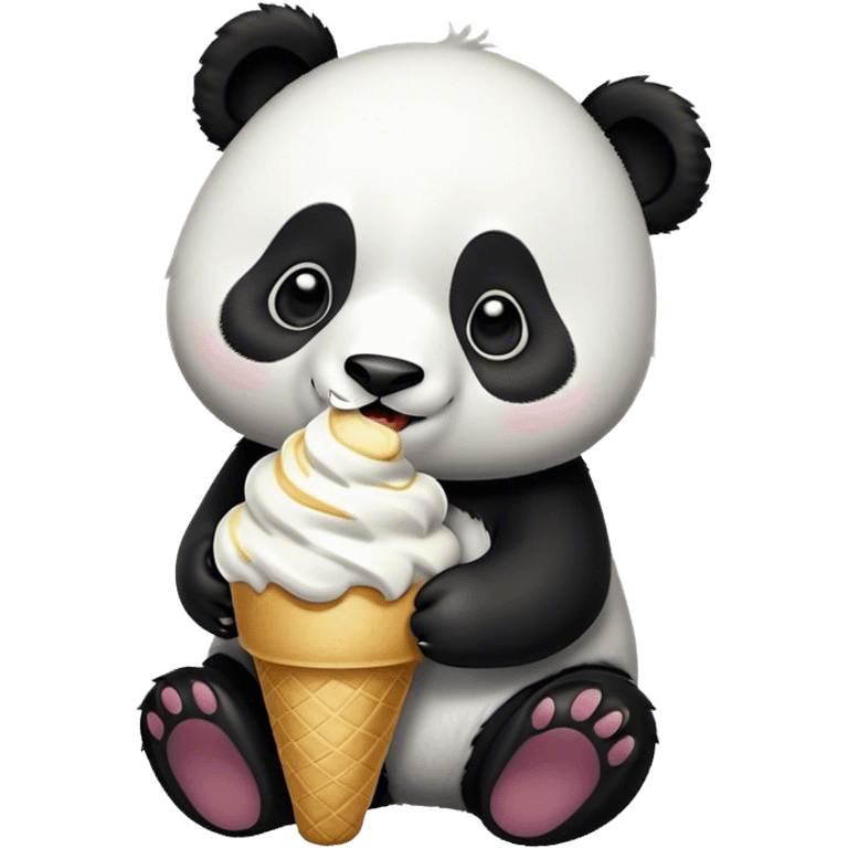 Panda eating ice cream emoji