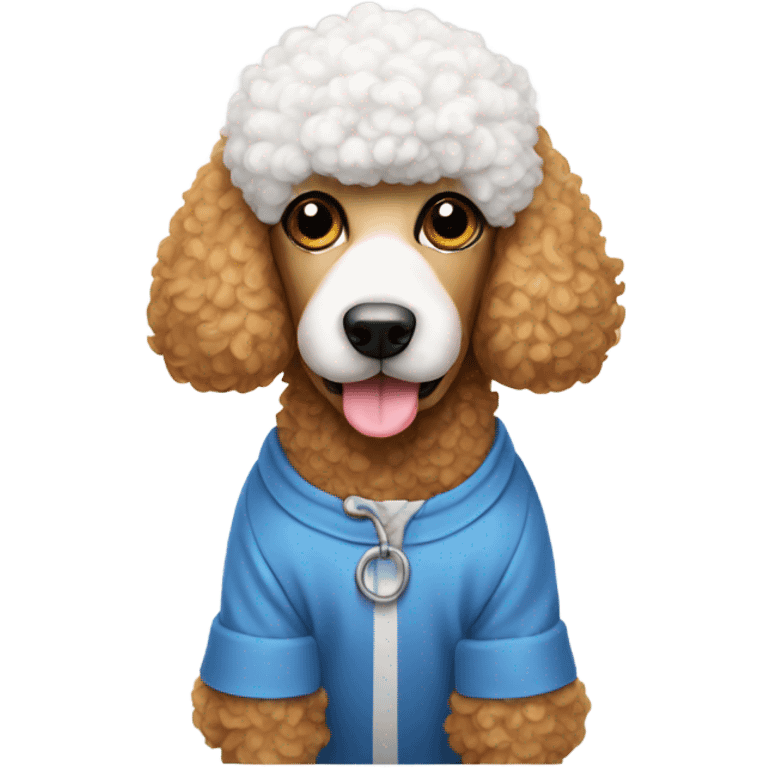 Dog wearing a poodle emoji