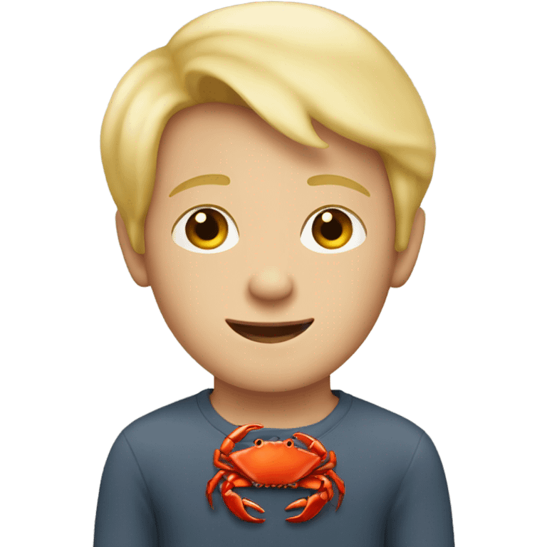 Blond boy with crab emoji