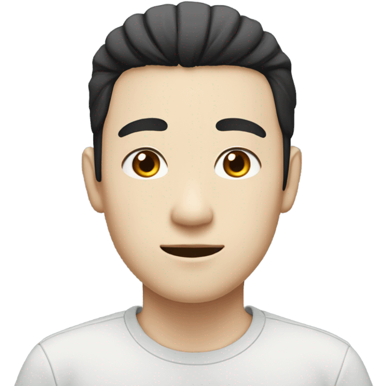 man from japan with white skin and black hair, wear casual shirt , closeout face emoji