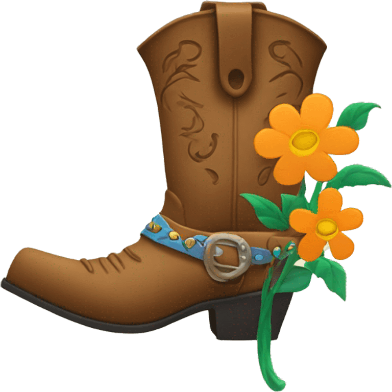 Cowboy boot with flowers growing out of it emoji