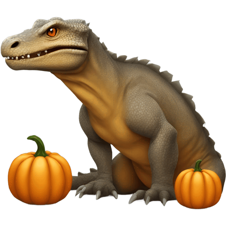 A kamodo dragon with a pumpkin under it emoji