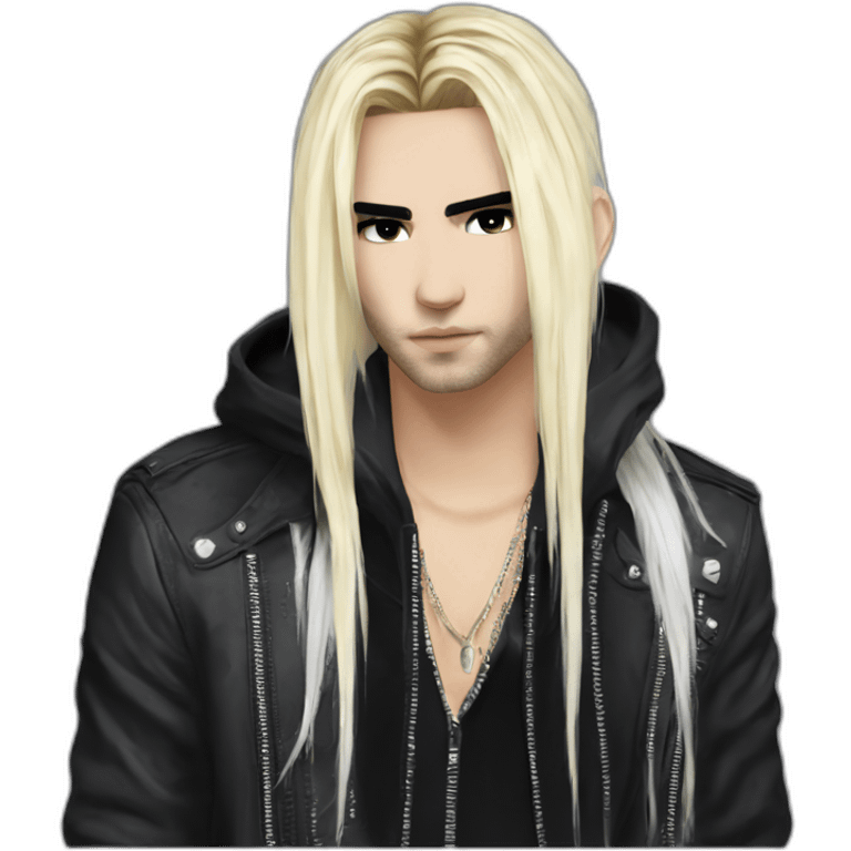 Bill Kaulitz black hair down with blonde highlights emo emoji