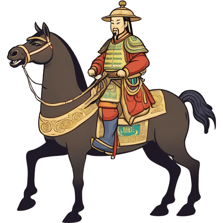 Chinese Yuan dynasty Mongolian general on horse emoji