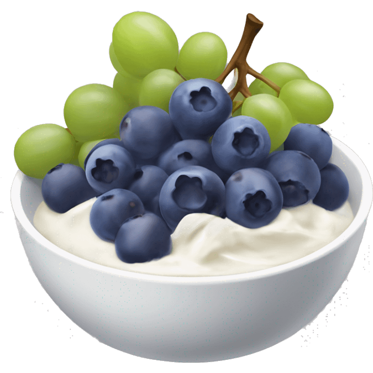 yoghurt bowl with grapes and blueberries emoji