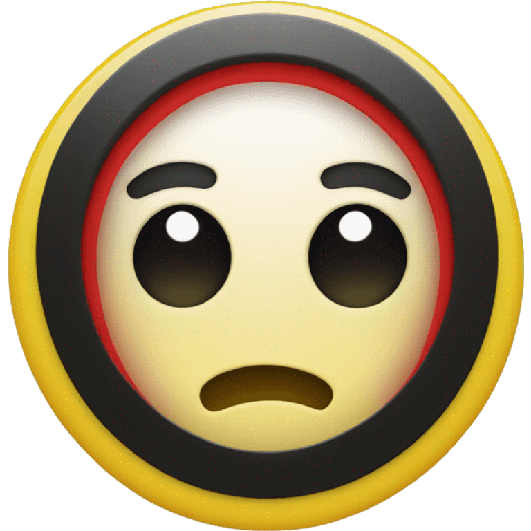 a black and red rectangle with a medium-sized yellow circle in the middle emoji