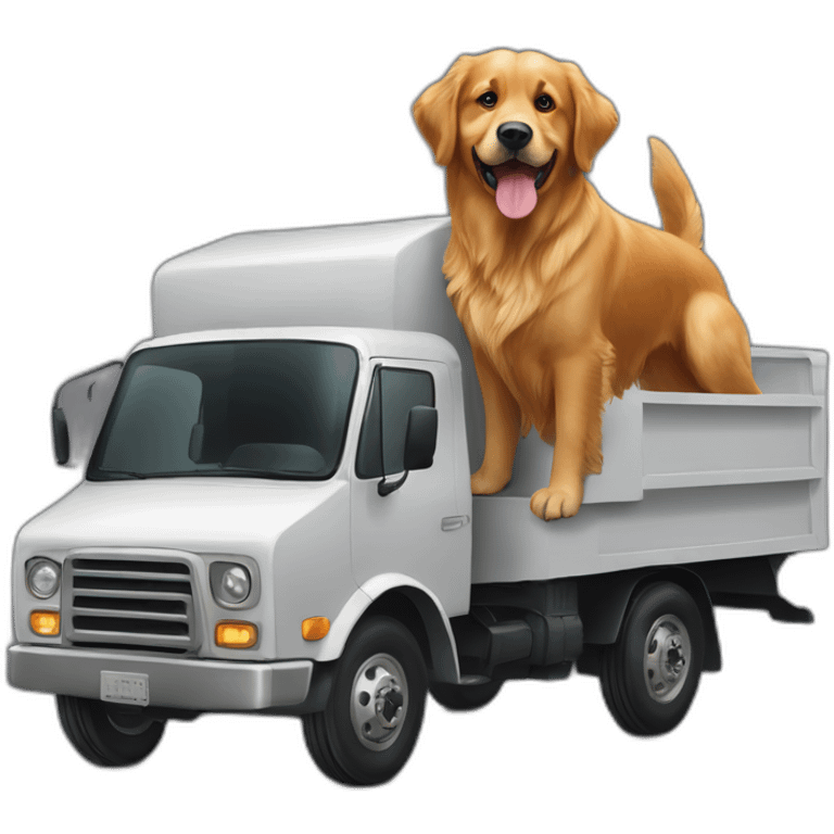 Golden retriever and a rottweiller in a moving truck emoji