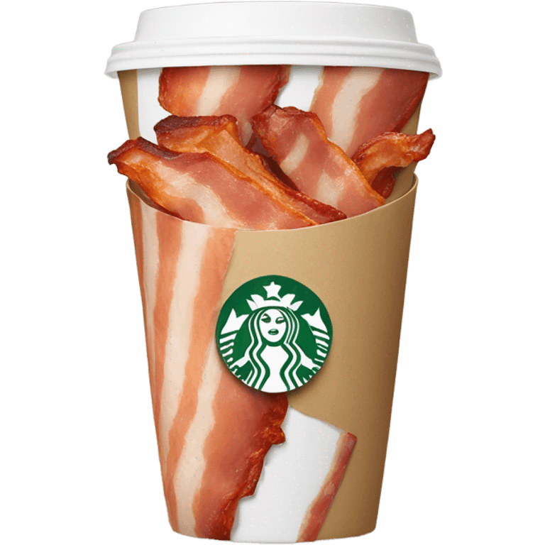 Starbucks cup holding a piece of bacon emoji