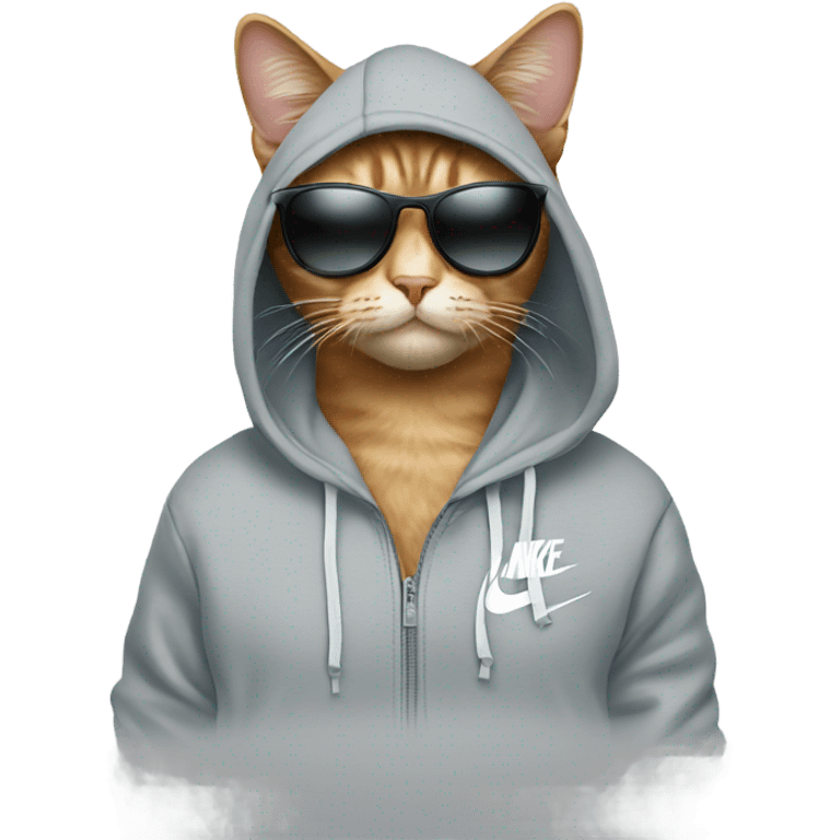 Cat Wearing A Nike Hoodie With Sunglasses  emoji