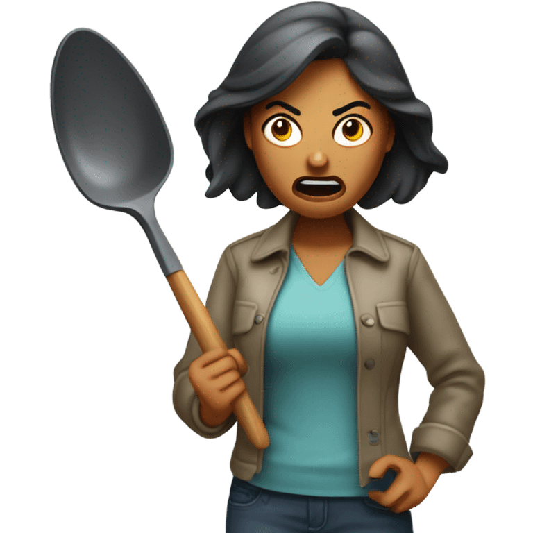 angry woman throwing kitchen utensils in anger emoji