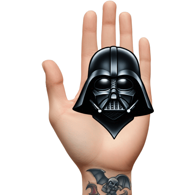 Tattooing darth vader’s head on a hand emoji