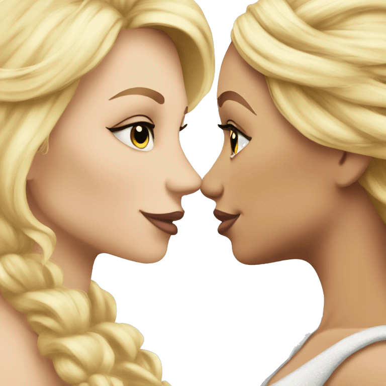 2 women princesses couple blonde deep kiss emoji