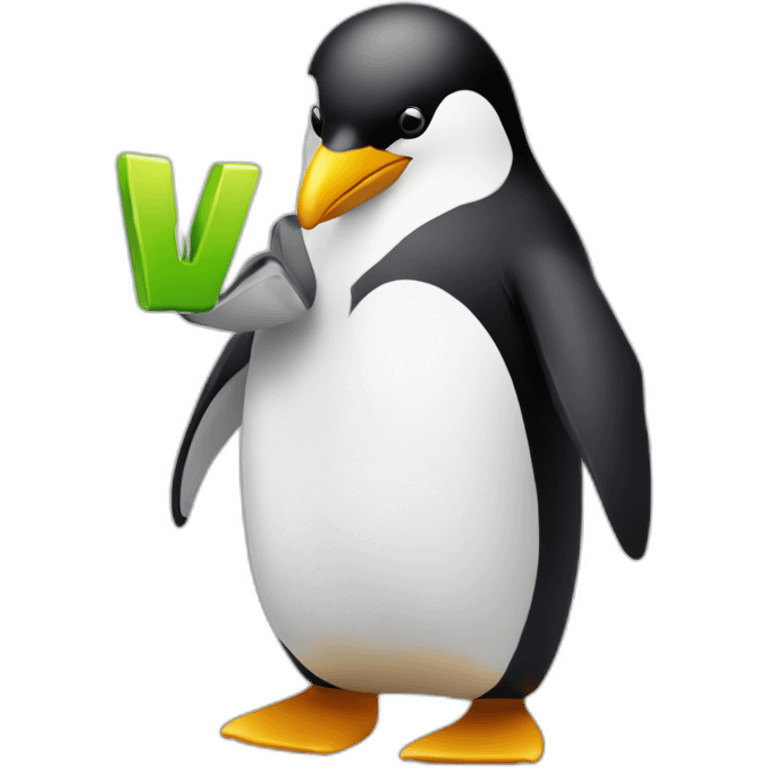 penguin with W letter in his hand the W letter has to be yellow emoji