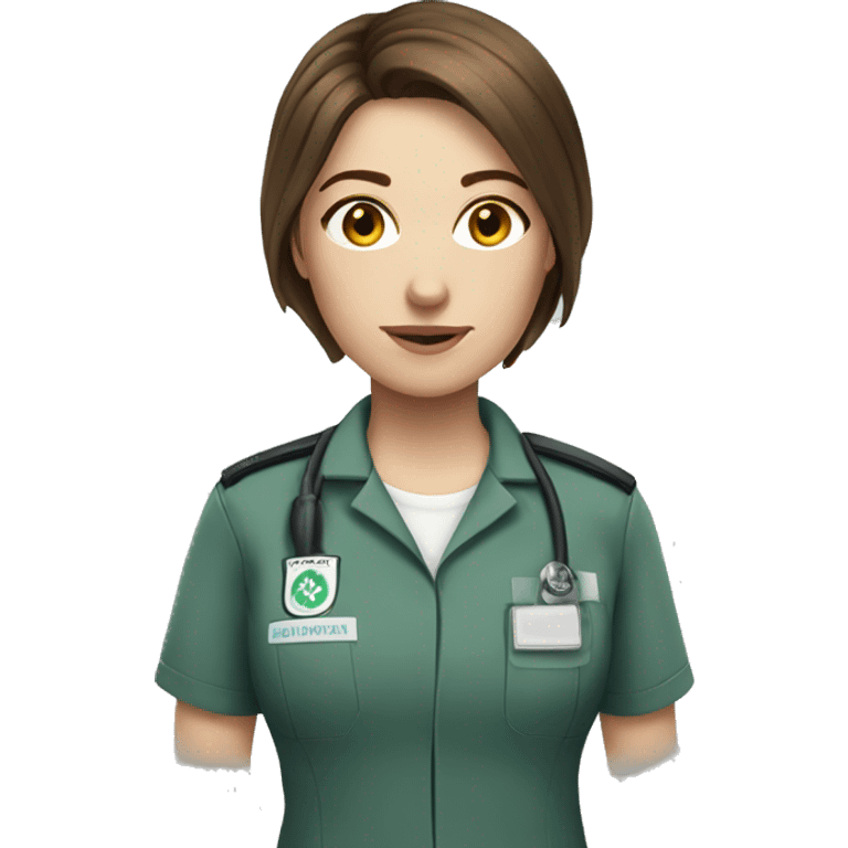 Woman paramedic brown hair fair skin emoji