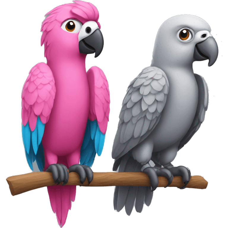 Pink parrot and gray parrot emoji