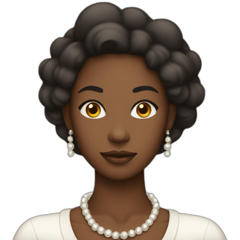 Black woman holding her pearls around her neck emoji