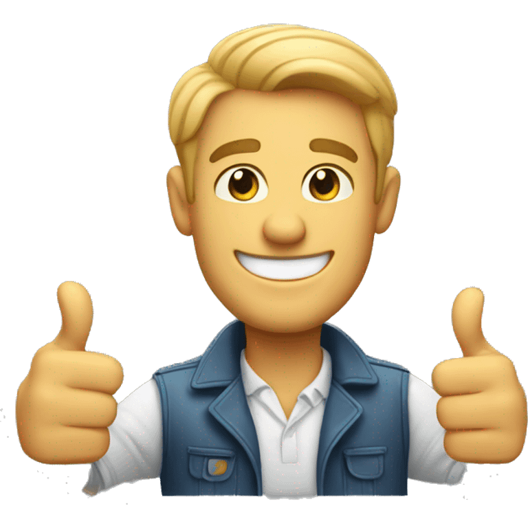 Smiling American Man shows thumbs up emoji