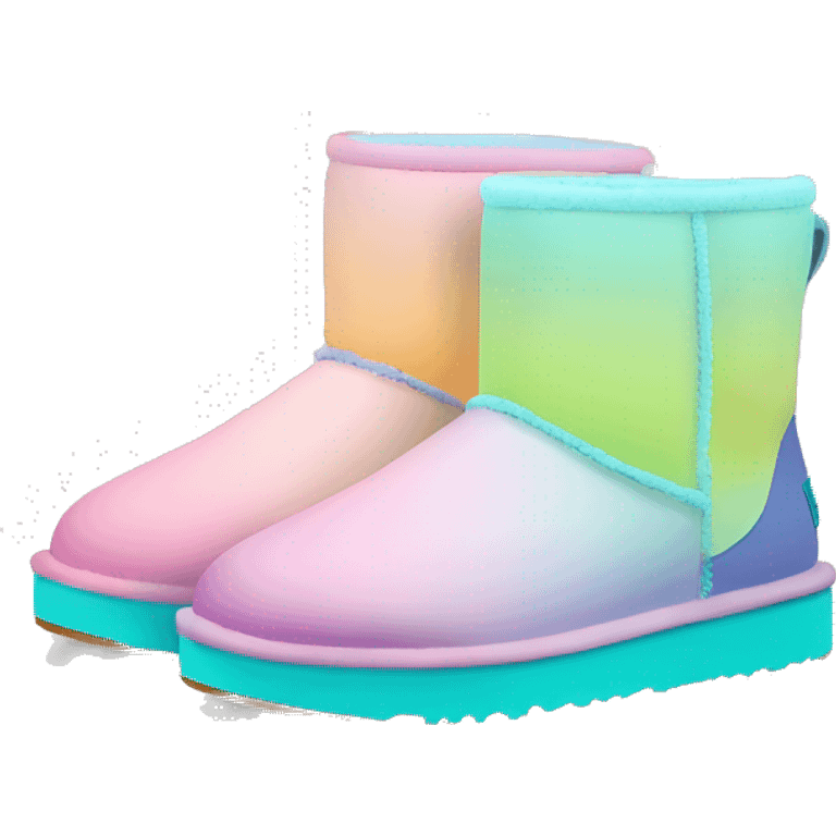 Pastel gradient hue platform short Ugg boots emoji