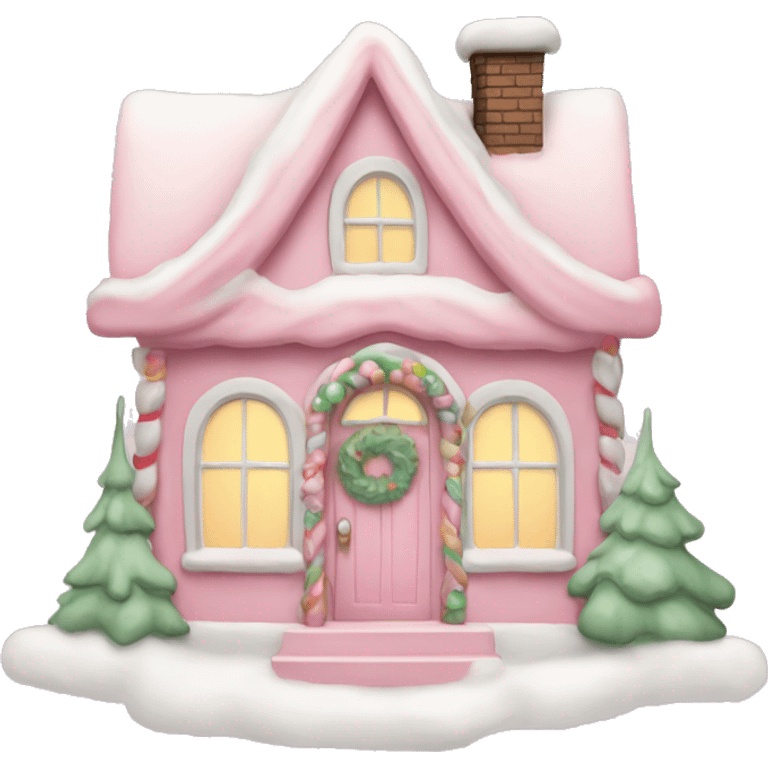 Pastel pink santa house emoji