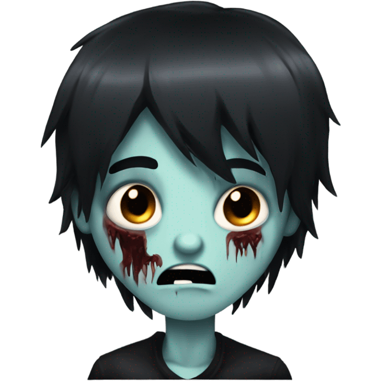 boy zombie with black hair emo creepy medium long hair emoji