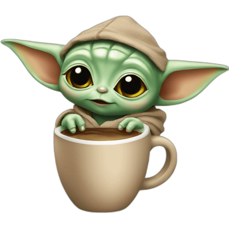 baby yoda drink cofee emoji