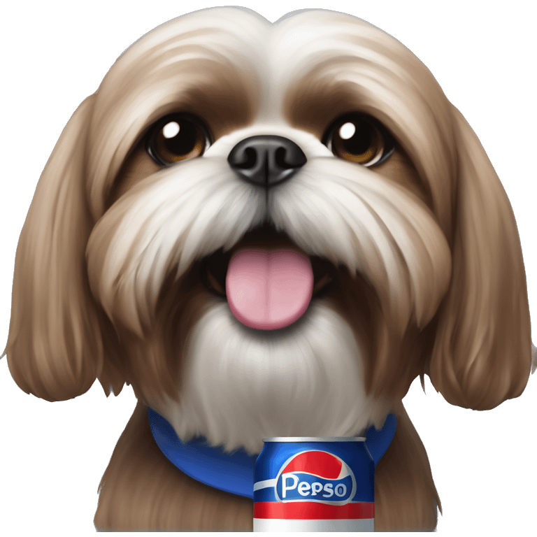 Brown Shihtzu with pepsi emoji