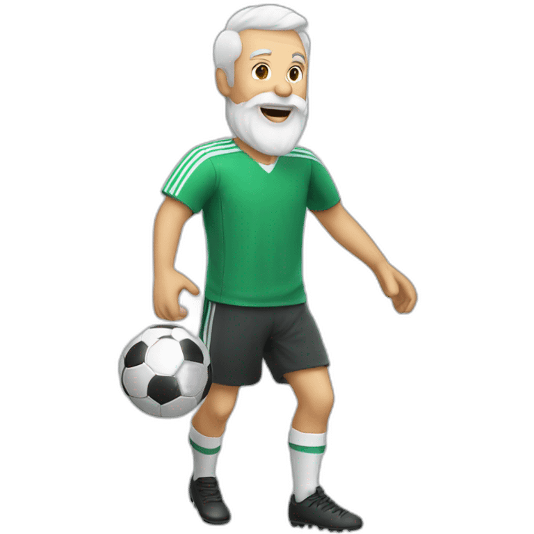 old white man with beard playing soccer magic emoji